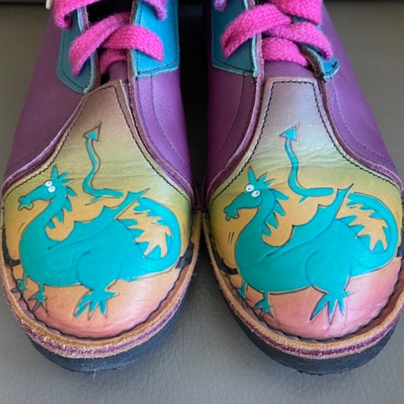 Funky 'Dragon' above-ankle booties US 7 leather lace-up multicolour - Picture 2 of 16